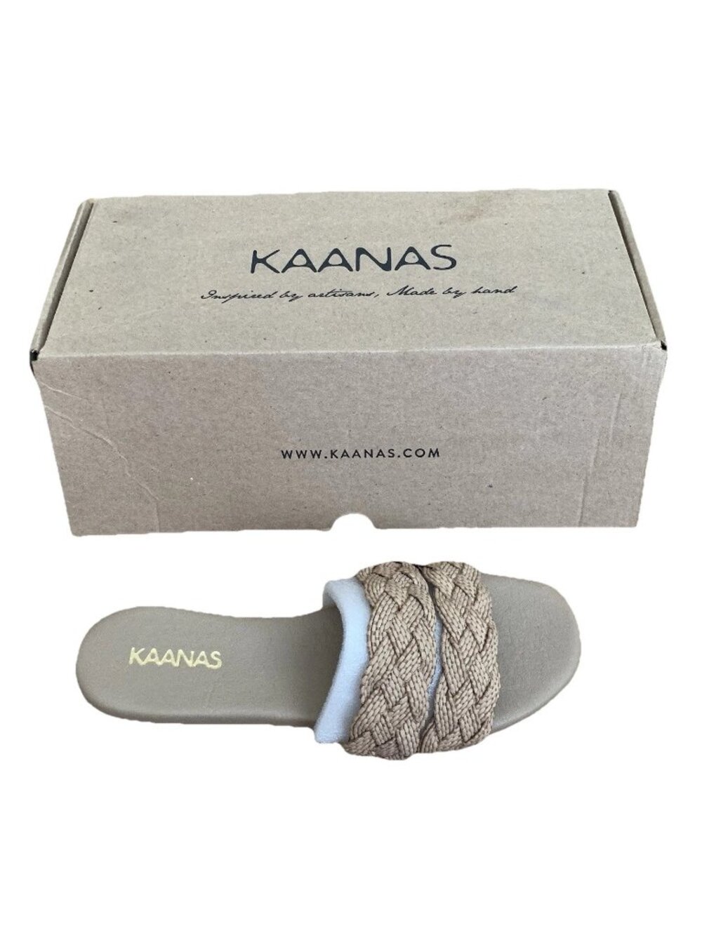 Kaanas Papagayo Sandal Camel Beige 5M NIB Beach Braided Casual Slip On